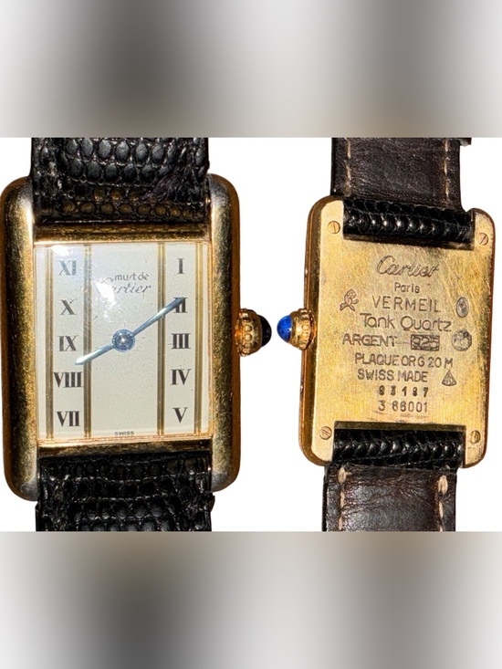 Vintage Must de Cartier Tank Vermeil Quartz 925 Watch New Battery Swiss Classic main image 11